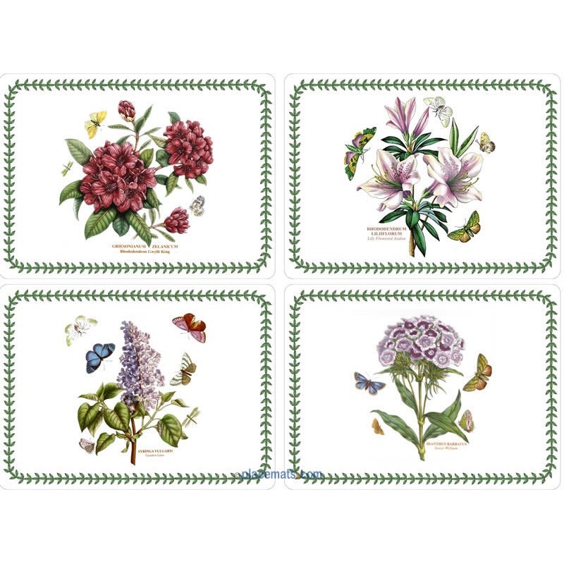 Pimpernel Botanic Garden UK Large Tablemats 4 different floral designs on white background