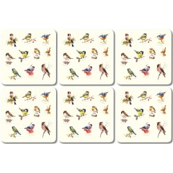 Garden Birds Single Set of 6 Square melamine drinks coasters