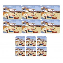 Nautical theme Pimpernel St Ives Windbreak 6 tablemats and 6 coasters