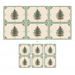 Spode Pimpernel Christmas Tree 6 tablemats and 6 coasters corkbacked