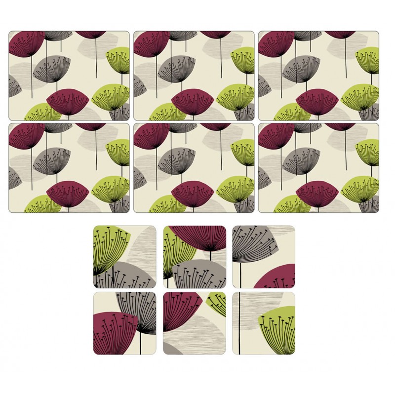 Pimpernel Dandelion Clocks 6 table mats and 6 coasters