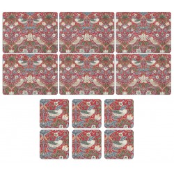 Pimpernel Strawberry Thief Red 6 tablemats and 6 coasters
