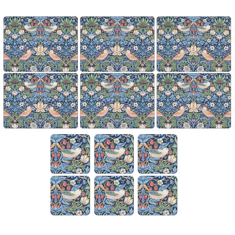 Pimpernel Strawberry Thief Blue 6 tablemats and 6 coasters