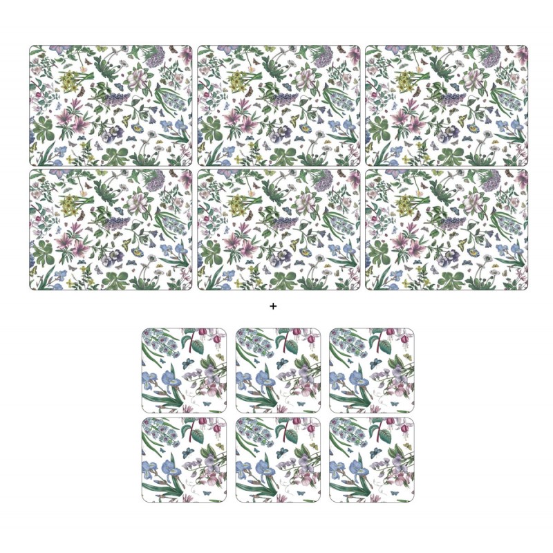 Pimpernel Botanic Garden Chintz 6 floral tablemats and 6 coasters corkbacked