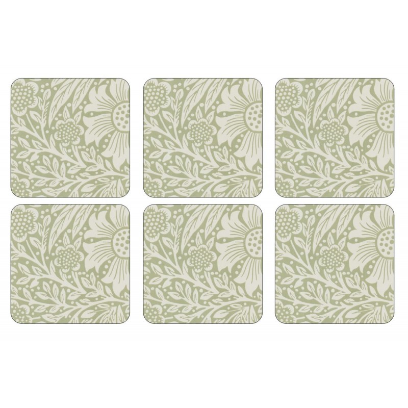 Pimpernel Marigold Green Coaster set William Morris pattern