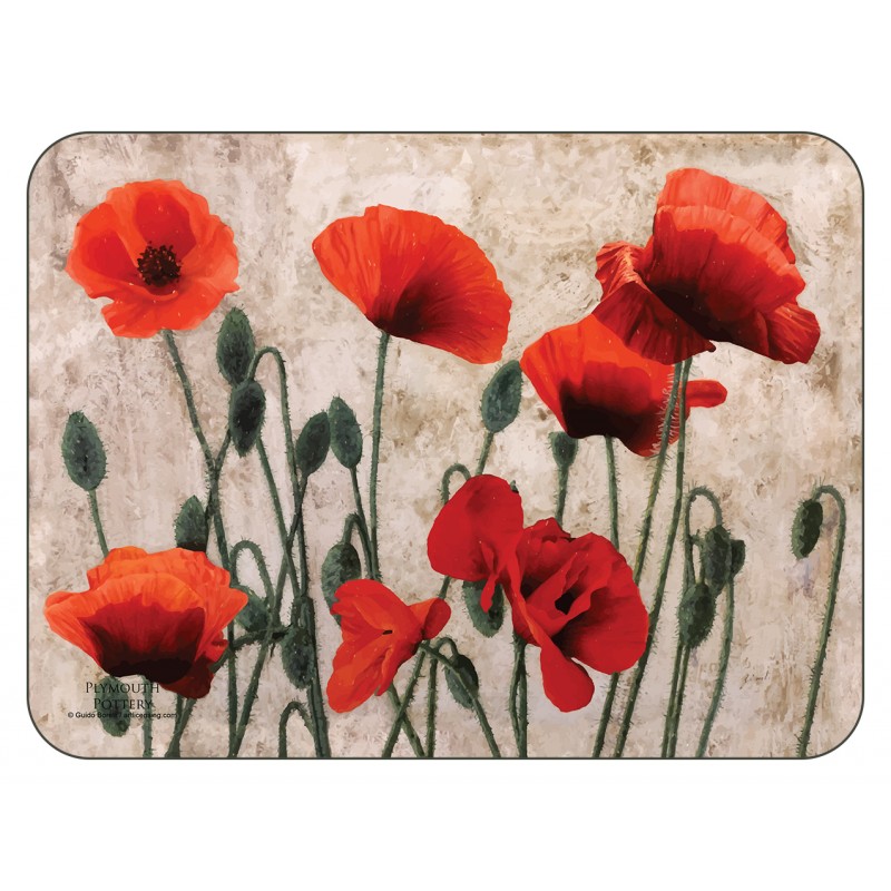 Plymouth Pottery Red Poppies floral corkbacked Placemats