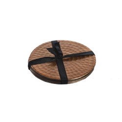 Just Slate Flat Hammered Copper Round Drinks Coasters