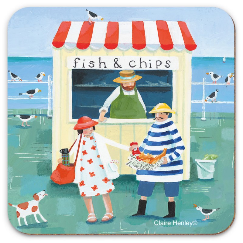 Seaside theme of Emma Ball Fish & Chips square placemats